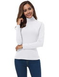 Womens White Turtleneck Tops Long Sleeve Lightweight Slim Active Shirt White Medium