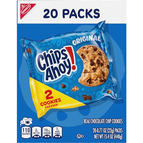 CHIPS AHOY! Original Chocolate Chip Cookies, 20 Snack Packs (2 Cookies Per Pack)