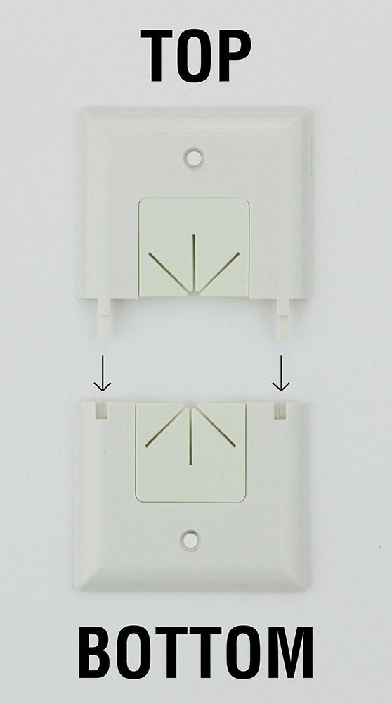 DATA COMM Electronics 45-0017-WH Split Style TV Outlet Covers Wall Plate w/ Flexible AV/HDMI Cable Pass-Through- Sturdy Wall Plate Cover For Electrical Outlets, Electrical 1-Gang, Standard Size, White