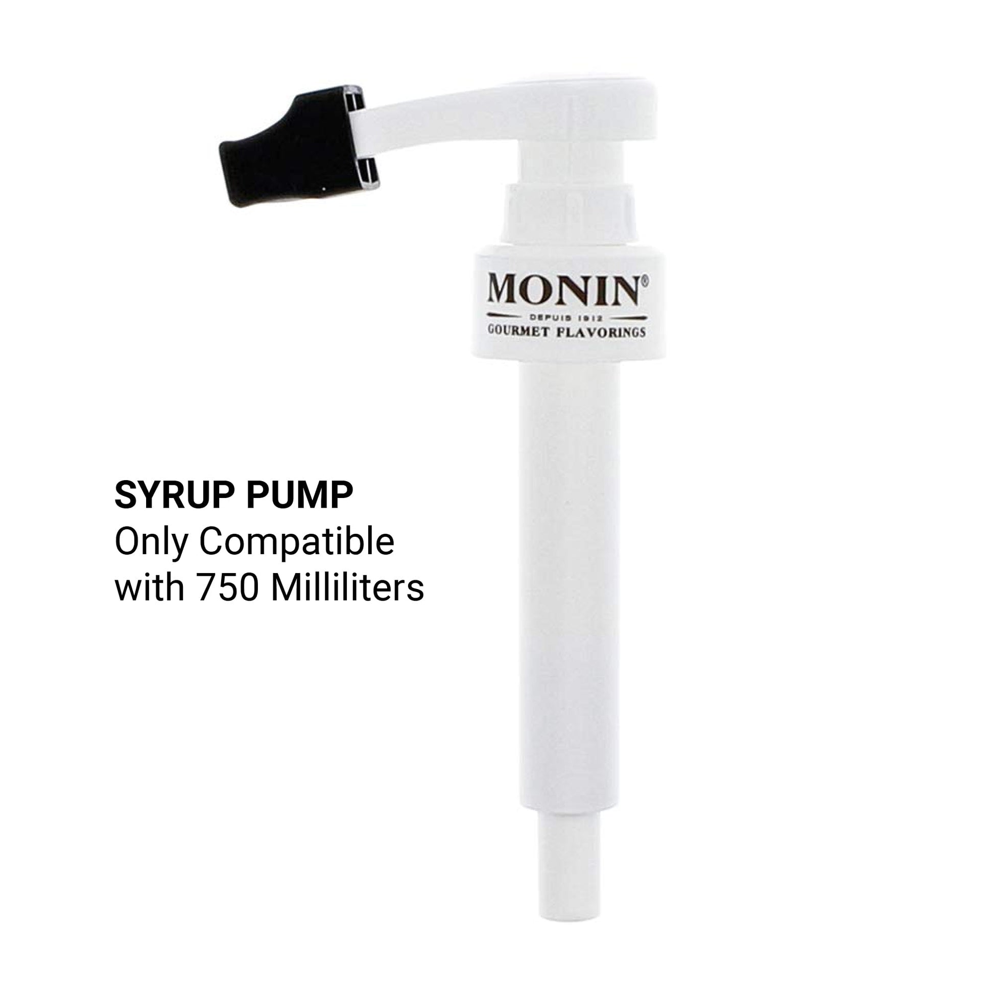 Monin - Syrup Pump, Exclusively for 750ml (25.4 fl oz) Glass Bottles | Mess-Free Dispensing + Tip Cover Included (White)