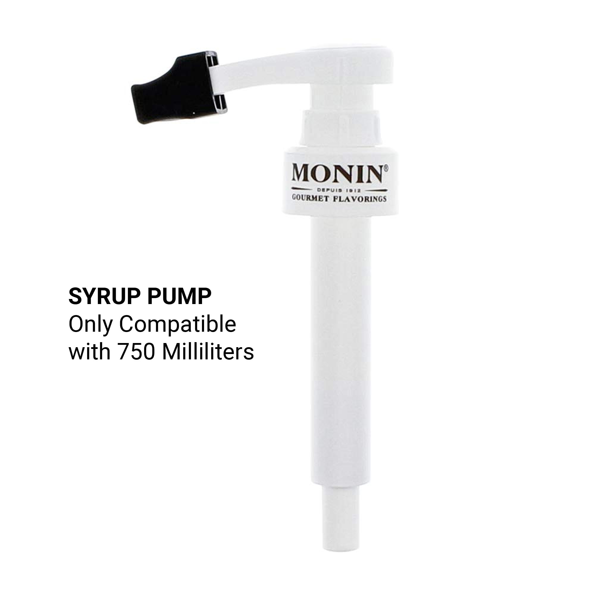 Monin - Syrup Pump, Exclusively for 750ml (25.4 fl oz) Glass Bottles | Mess-Free Dispensing + Tip Cover Included (White)
