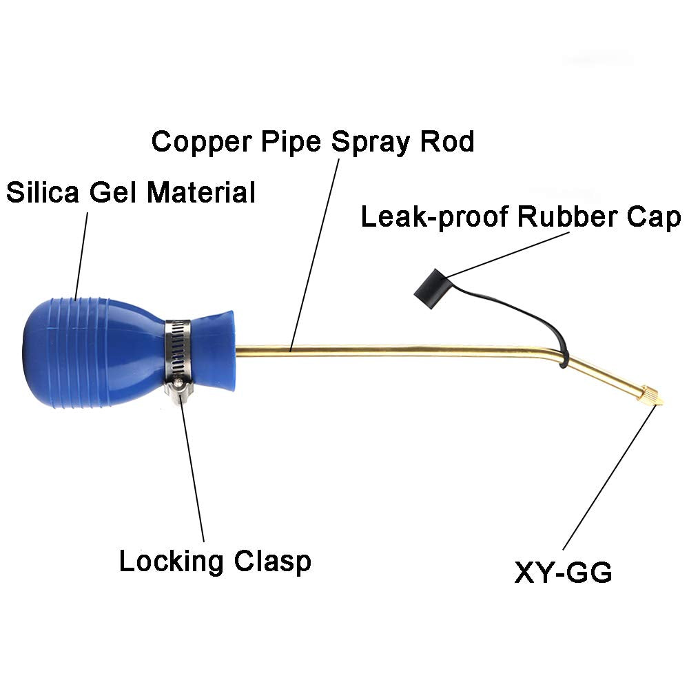 Sbestily Bug Treatment Powder Duster/Large Diatomaceous Earth Bulb Duster/Powder Applicator/Garden Applicator/Bulb with Long Copper Tube for Indoor and Outdoor Insect Treatment Blue