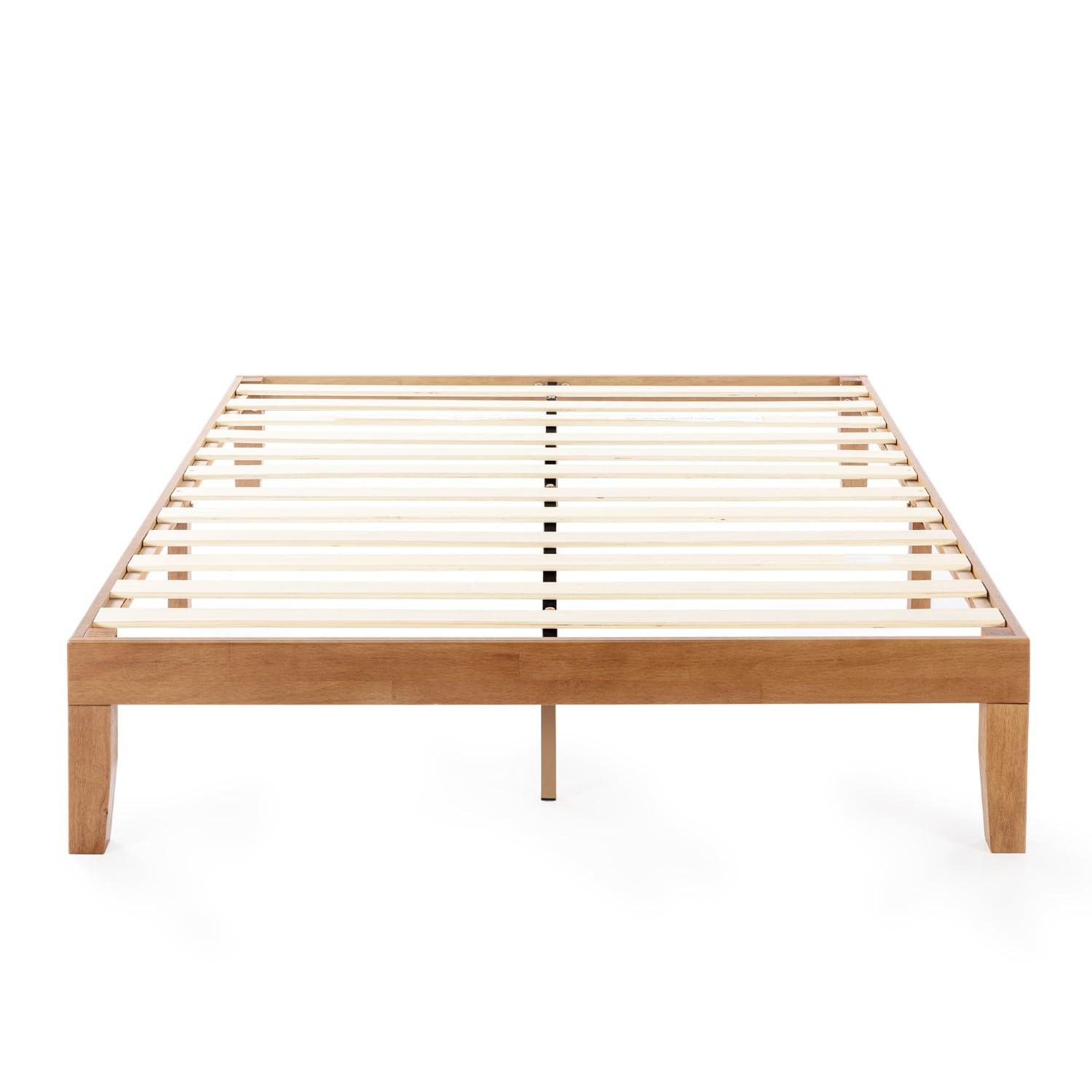 Mellow Naturalista Classic - 12 Inch Solid Wood Platform Bed with Wooden Slats, No Box Spring Needed, Easy Assembly, Queen, Pine