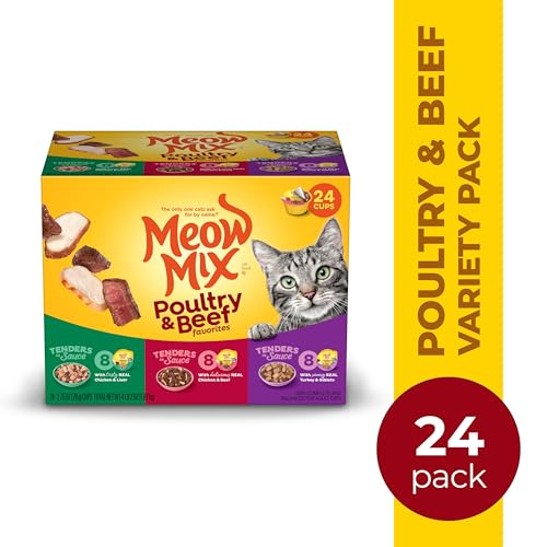 Meow Mix Tenders in Sauce Wet Cat Food, Poultry & Beef Variety Pack, 2.75 Ounce Cup (Pack of 24)