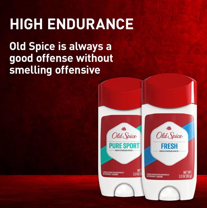 Old Spice Antiperspirant Deodorant For Men, High Endurance, 24/7 Sweat Defense & Odor Protection, 24/7 Freshness & Lasting Scent, Pure Sport Scent, 3.0 oz (Pack of 2)