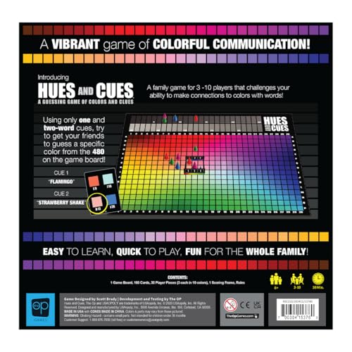 HUES and CUES - Vibrant Color Guessing Board Game for 3-10 Players Ages 8+, Connect Clues and Guess from 480 Color Squares