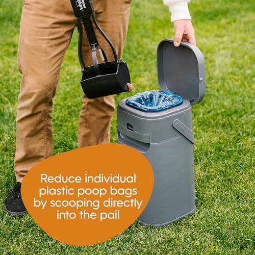 Pet Genie Pail | Dog Waste Disposal System for Outdoor and Indoor Odor Control | Dog Poop Trash can | Includes 1 Square Refill Bag That Lasts up to 2 Months