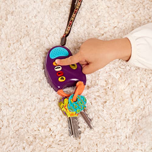 B. toys – Toy Car Keys – Key Fob with Lights & Sounds – Interactive Baby Toy – Pretend Keys for Babies, Toddlers – 10+ Months – FunKeys – Purple