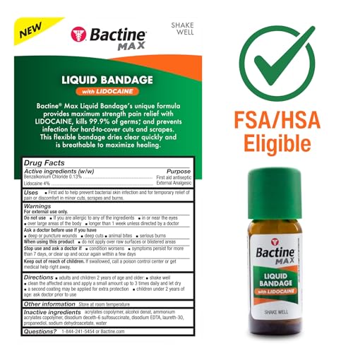 Bactine MAX First Aid Spray - Cleansing Spray with 4% Lidocaine - Relief for Minor Cuts, Burns & Bug Bites - 5oz