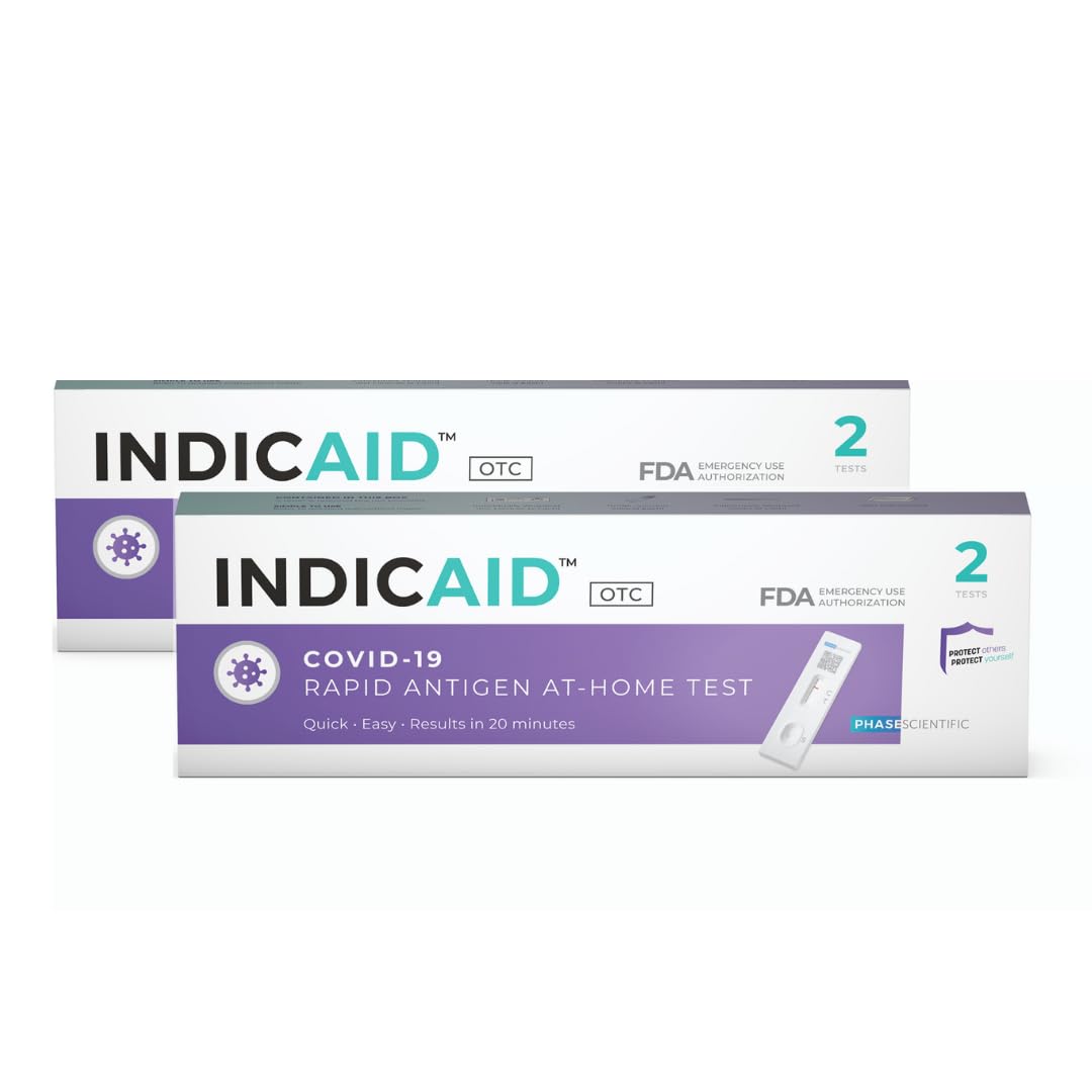 INDICAID COVID-19 Rapid Test, Covid Home Test FDA Approved, EUA Authorized, HSA/FSA Eligible, Easier and Faster (2 Pack)