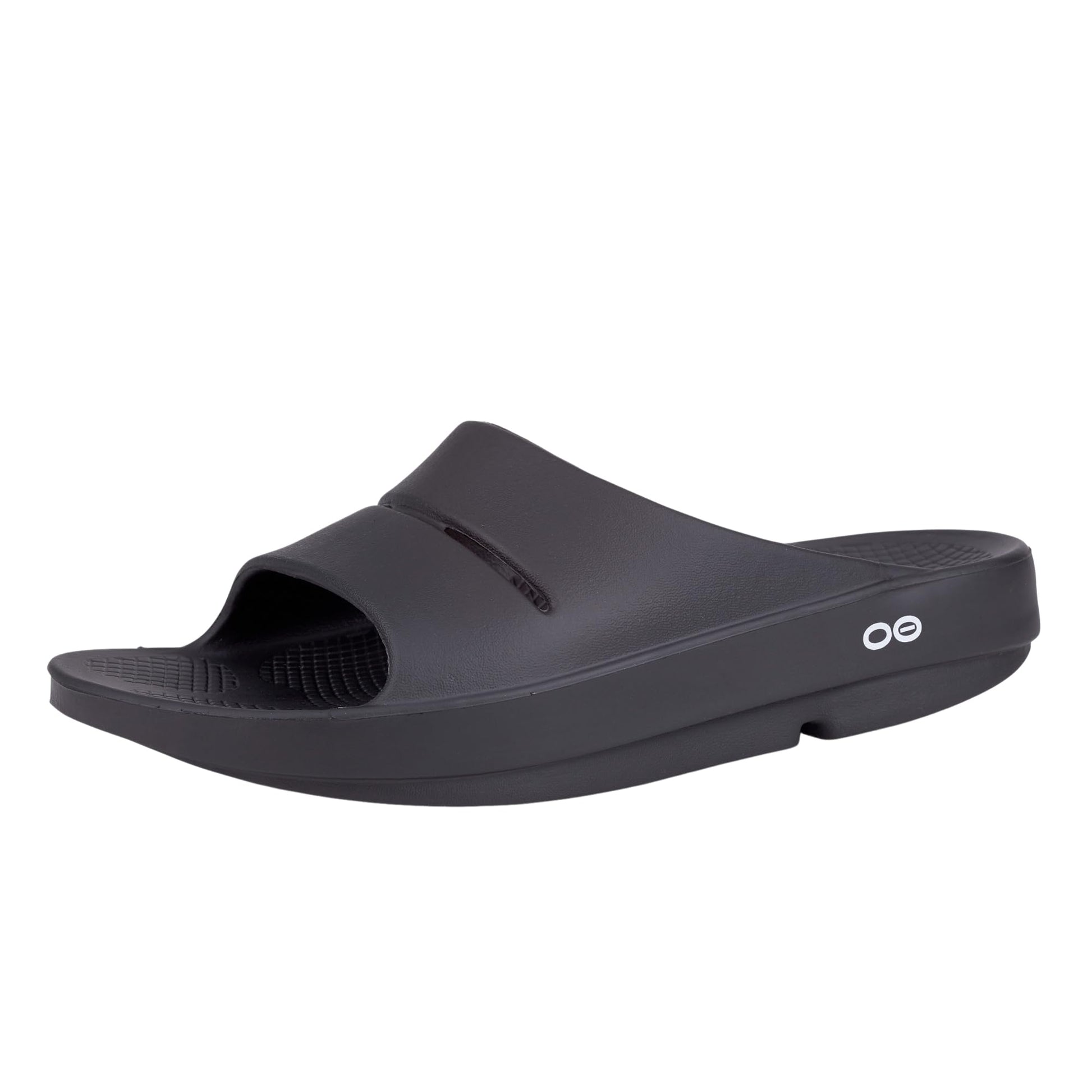 OOFOS OOahh Slide, Black - Men’s Size 10, Women’s Size 12 - Lightweight Recovery Footwear - Reduces Stress on Feet, Joints & Back - Machine Washable