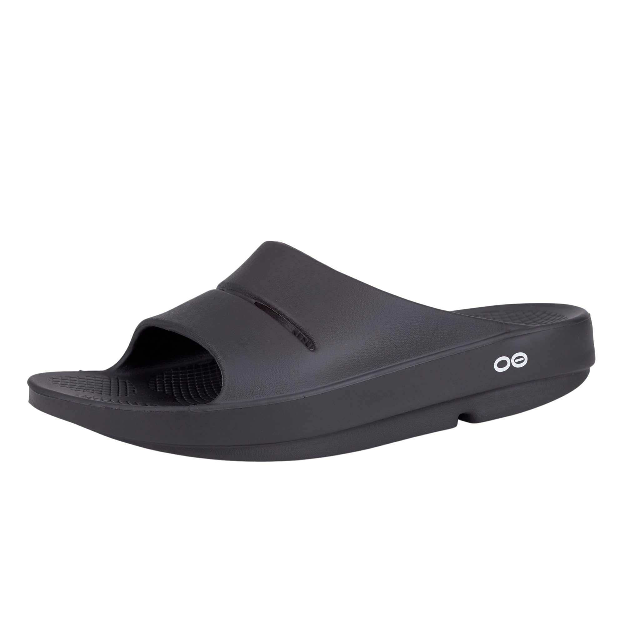 OOFOS OOahh Slide, Black - Men’s Size 10, Women’s Size 12 - Lightweight Recovery Footwear - Reduces Stress on Feet, Joints & Back - Machine Washable