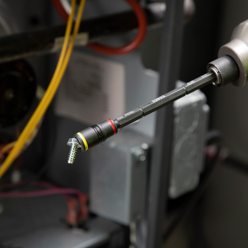 Klein Tools 32910 Impact Driver, 7-in-1 SAE Impact Socket Set with Handle, Flip Socket with 1/4, 5/16, 3/8, 7/16, 1/2 and 9/16-Inch Nut Driver Sizes and 1/4-Inch Bit Holder