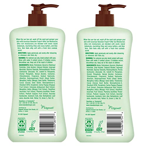 Hawaiian Tropic Lime Coolada After Sun Lotion | After Sun Care, Skin Care, Daily Moisturizing Lotion with Aloe, Cocoa Butter & Shea Butter, 16oz each Twin Pack