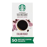 Starbucks VIA Instant Coffee, Dark Roast Coffee, Italian Roast, 100% Arabica, 1 box (50 packets)