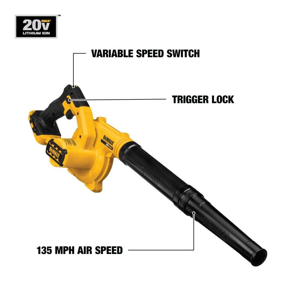 DEWALT 20V MAX Gebläse, 100 CFM Luftstrom, variabler Geschwindigkeitsschalter, inklusive Abzugssperre, nur Basiseinheit (DCE100B)