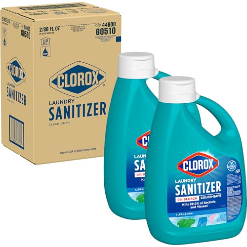 CLOROX Laundry Sanitizer, 0% Bleach, Color Safe, Clean Linen, 80 Fl oz, Pack of 2 (Pack May Vary)