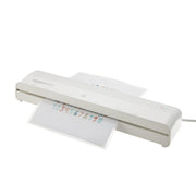 Amazon Basics 12-Inch Thermal Laminator Machine with Rapid Warm-Up (1 min), 20 Assorted Laminating Pouches Included, White