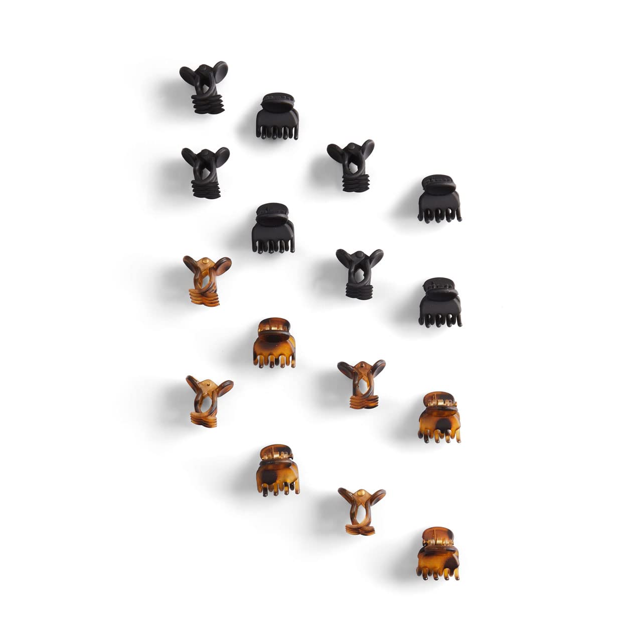 Kitsch Mini Claw Clips for Women - Stylish Small Hair Clips for Kids | Stays In Place Without Pulling or Snagging | Durable Plastic & Sturdy For Everyday Styling - Tortoise & Black, 16 Pcs