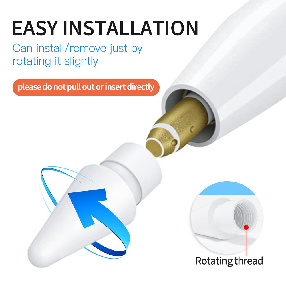 Replacement Tips Compatible with Apple Pencil 2 Gen iPad Pro Pencil - iPencil Nib for iPad Pencil 1 st/Pencil 2 Gen White 4 Pack (White 4 Pack)