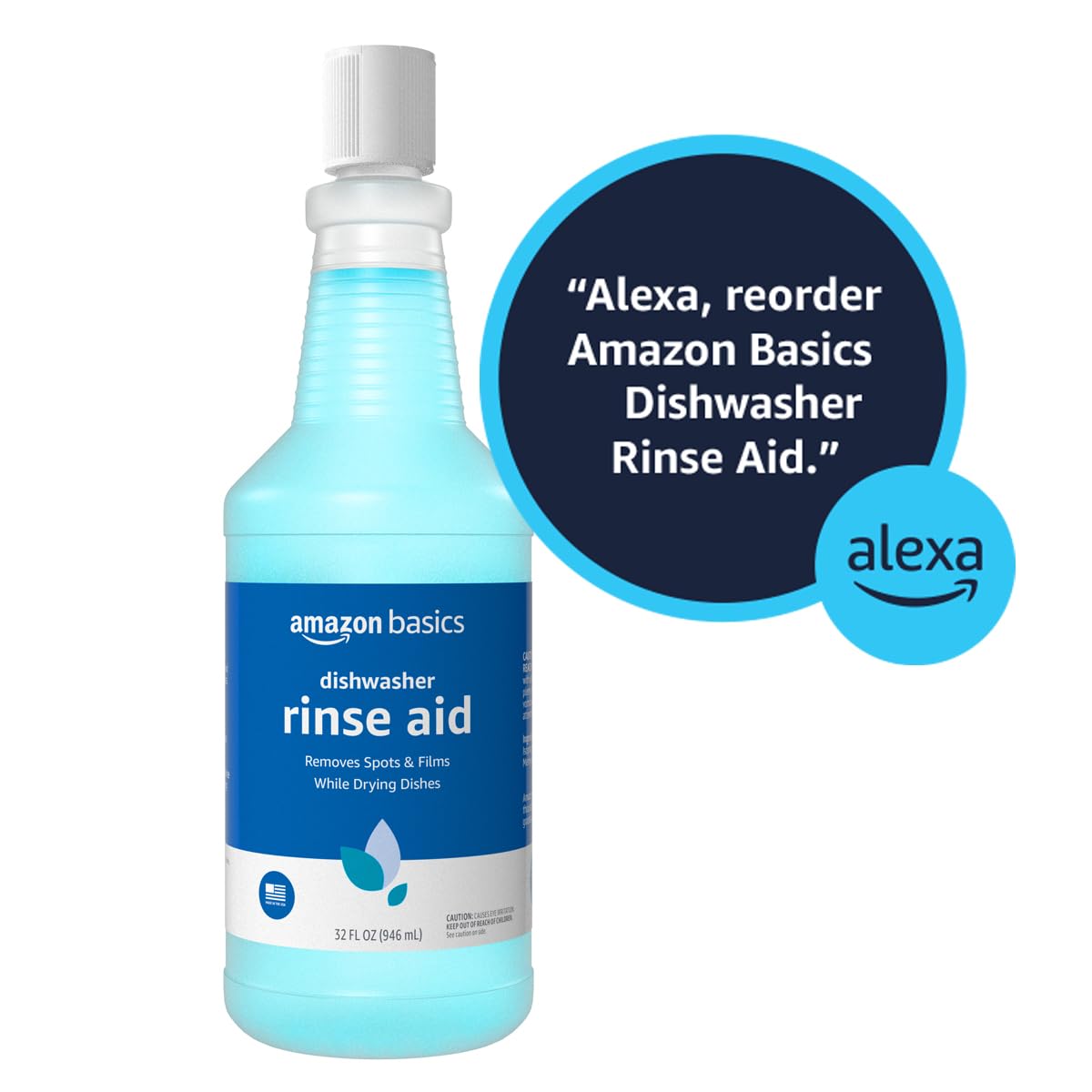 Amazon Basics Dishwasher Rinse Aid Liquid, 32 Fl Oz, Pack of 1