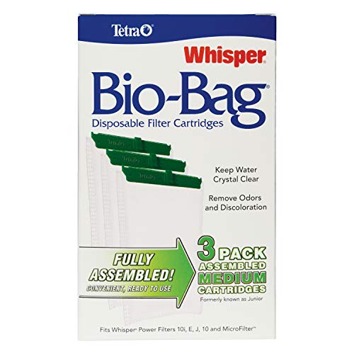 Tetra Whisper Bio-Bag Filter Aquarium Cartridges, Medium Filter for Freshwater and Marine Fish, Removes Odors and Discoloration, Ready to Use, 3 Medium Green Filters