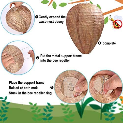 4 Pack Wasp Nest Decoy Hanging Wasp Nest Stay Away from Wasps Hornets Yellow Jackets