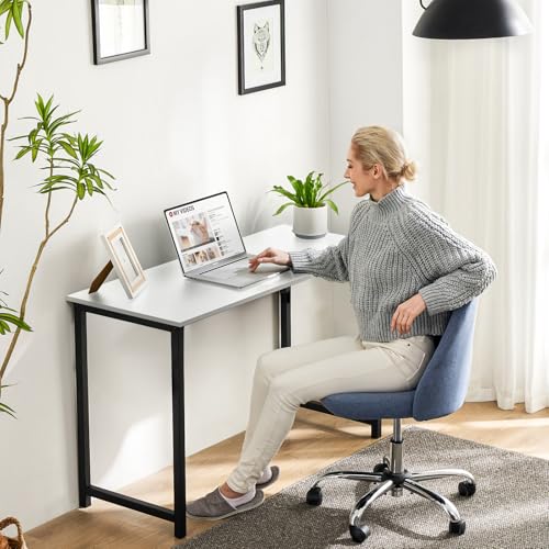 Sweetcrispy Computer Small Desk, 32 Inch Office Writing Work Study Kids Student Home Bedroom Table with Metal Frame Wooden Tabletop No Wheels - White Wood
