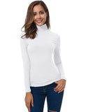 Womens White Turtleneck Tops Long Sleeve Lightweight Slim Active Shirt White Medium