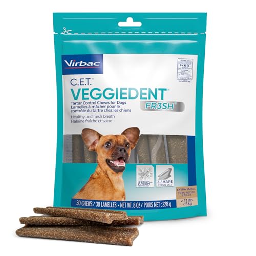 Virbac CET VEGGIEDENT FR3SH Tartar Control Chews for Dogs, Medium (Pack of 30)