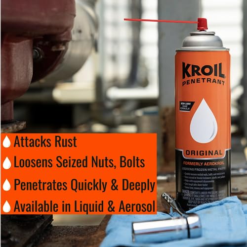 Kroil Original Penetrating Oil (Aerosol Spray-16.5oz Can-Single) | Penetrant for Rusted Bolts, Metal, Hinges, Chains, Moving Parts | Rust, Corrosion Inhibitor (KS162)