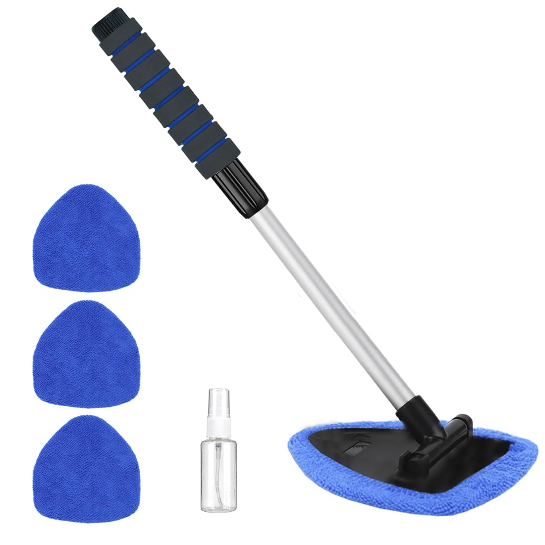 Gven Windshield Cleaner Tool Car Cleaning Kit Window Cleaner Car Accessories for Interior Glass Cleaning Supplies Automotive Clean Wand with Reusable Microfiber Extendable Handle for SUV Truck RV