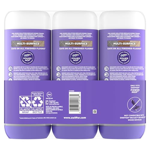 Swiffer PowerMop Floor Cleaning Solution with Lavender Scent, Triple Pack