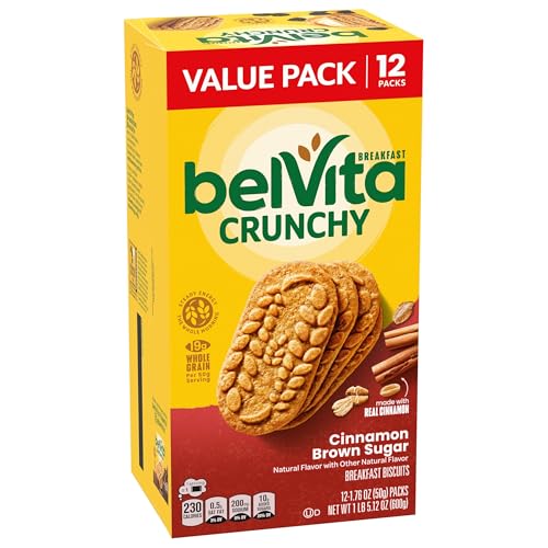 belVita Breakfast Bars Biscuits, Cinnamon Brown Sugar, Value Pack, 12 Packs (4 Biscuits Per Pack)