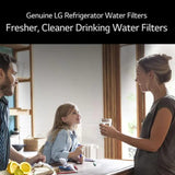 LG LT1000P2 6-Month / 200 Gallon Refrigerator Replacement Water Filter, Reduces Chlorine, 2 Count (Pack of 1), White.