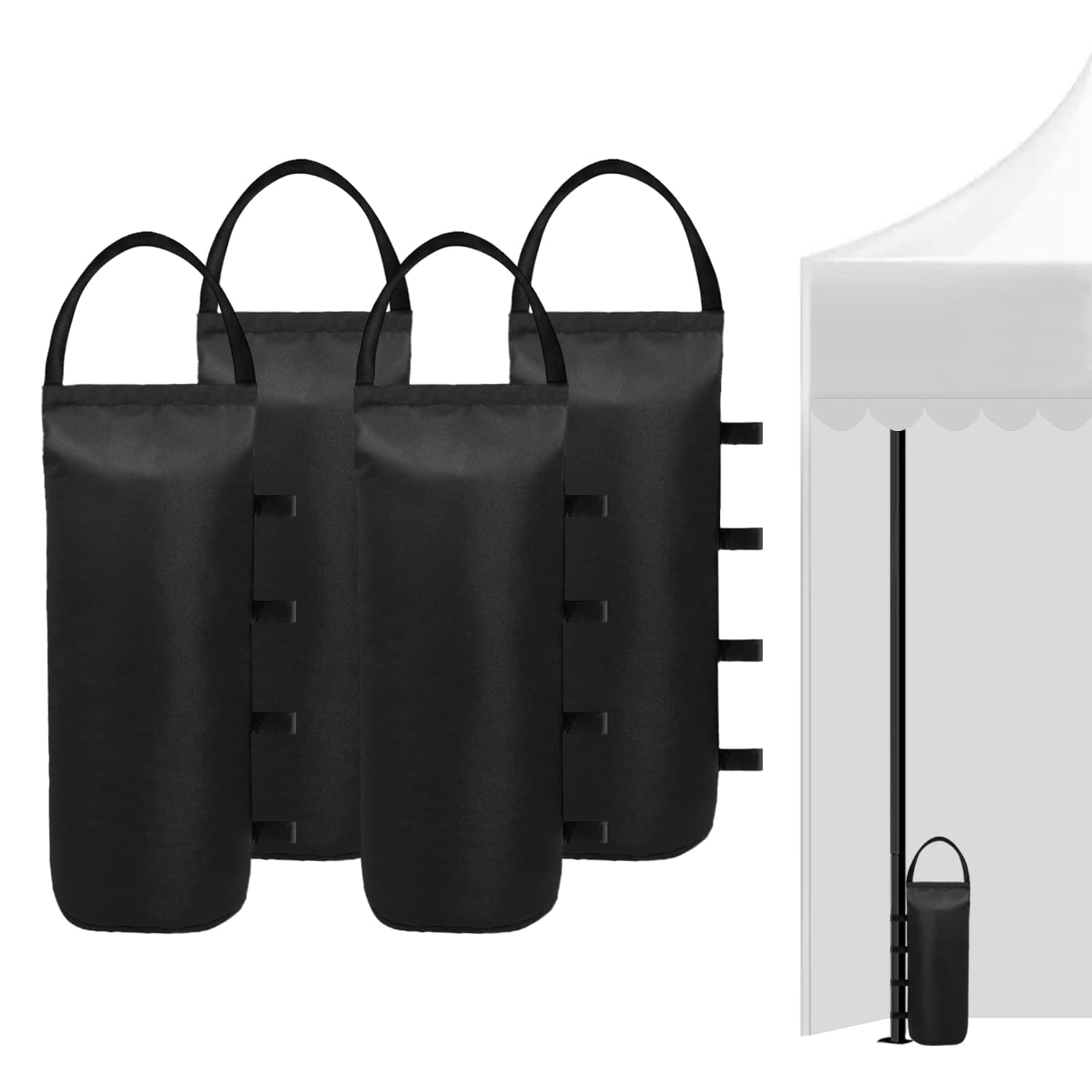 4 (Black) Cylindrical Sand Bags Weights for Canopy Weight Bag Outdoor Advertising Tent Sunshade Fixed Windproof sandbag Bag Weight Bags for Pop up Canopy Tent (Without Sand)
