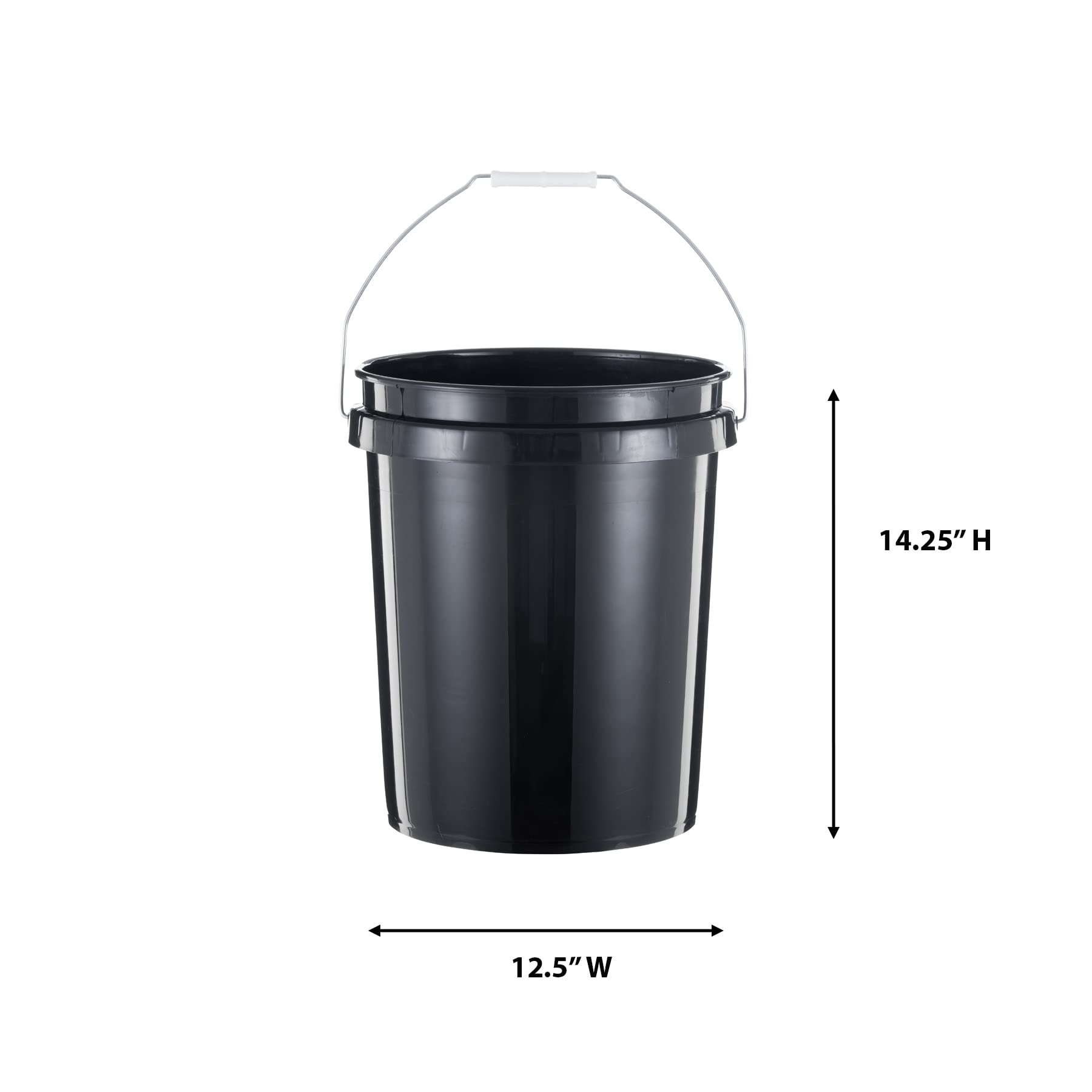 United Solutions 5 Gallon Bucket Heavy Duty Plastic Bucket Comfortable Handle Easy to Clean Perfect for on The Job Home Improvement or Household Cleaning; Black , 3 Count
