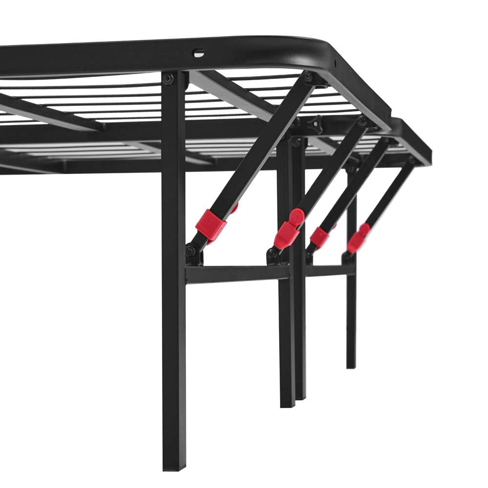 Amazon Basics Bed Frame with Storage, Foldable Metal Platform, Sturdy Steel, No Box Spring Needed, 14 inches High, Tool-Free Setup, Full Size, Black