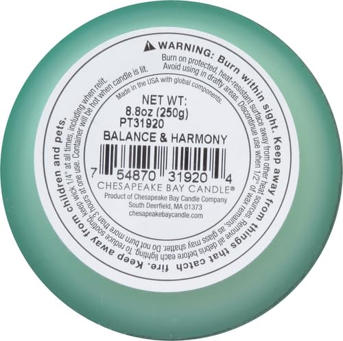 Chesapeake Bay Balance + Harmony Scented Candle Water Lily Pear Fragrance 50 Hours Burn Time Warm & Decorative Soy Wax Blend