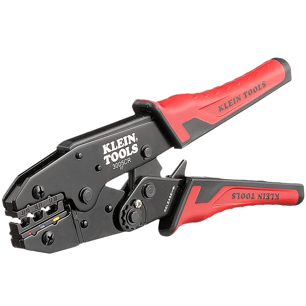 Klein Tools 3005CR Wire Crimper Tool, Ratcheting Insulated Terminal Crimper for 10 to 22 AWG Wire