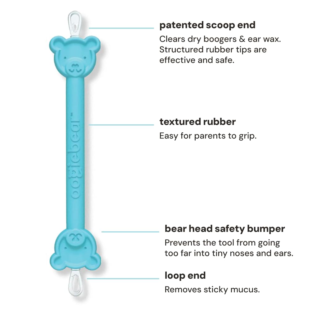 oogiebear Baby Nose Cleaner & Ear Wax Removal Tool - Safe Booger & Earwax Removal for Newborns, Infants, Toddlers - Dual-Ended - Essential Baby Stuff
