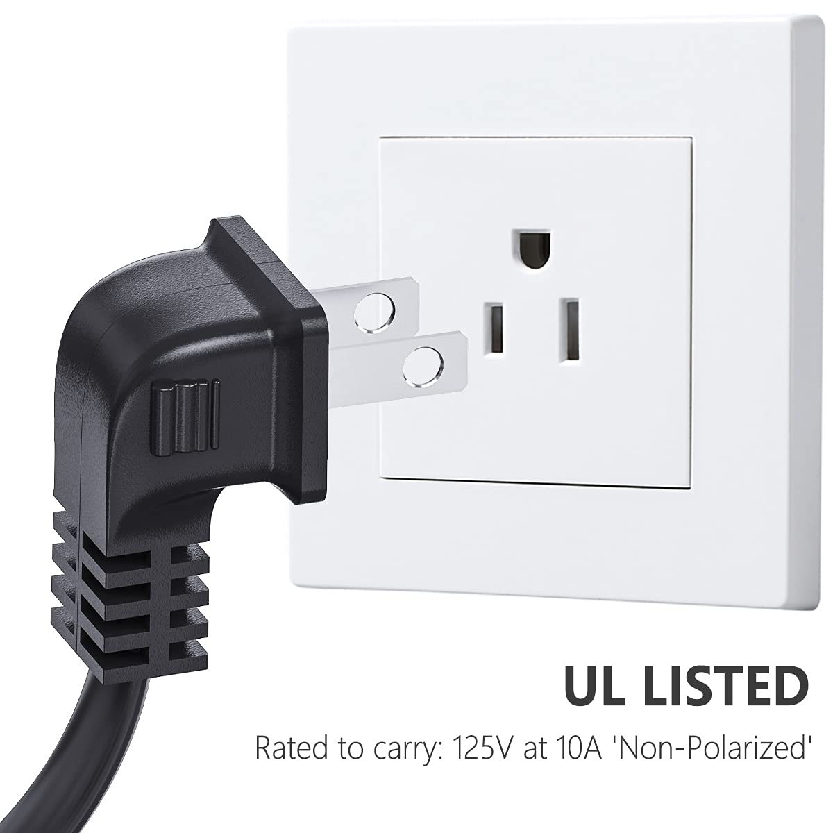 TV Power Cord Compatible for Samsung TV, Ancable 6-Feet 90 Degree Angled 2-Prong C7 Tv Cable Compatible with Samsung LG TCL Sony Appletv Insignia Sharp Toshiba Vizio (UL Listed 18 AWG-Non Polarized)