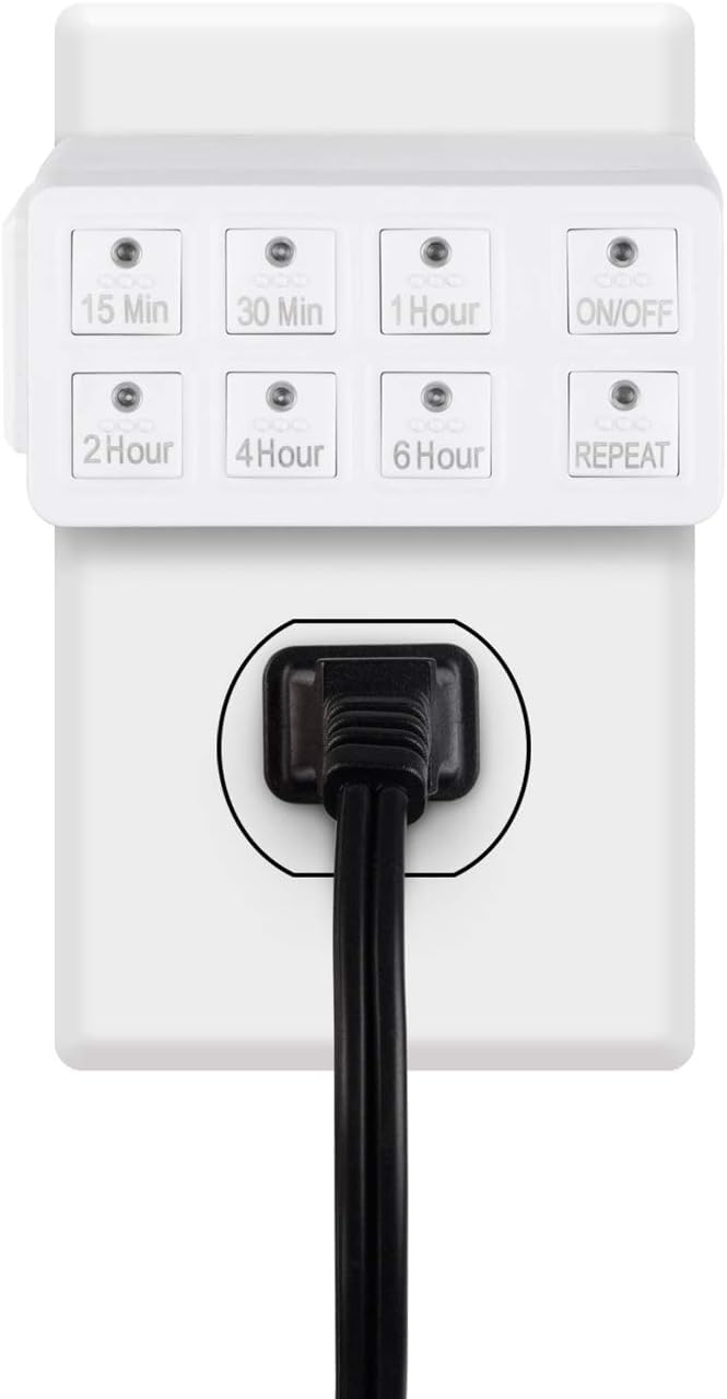 BN-LINK Indoor Countdown Timer with Repeat Function, Heavy Duty Accurate Compact Size for Charger Vacation Security, 3-Prong Grounded Outlet, 15A/1875W ½ HP ETL Listed