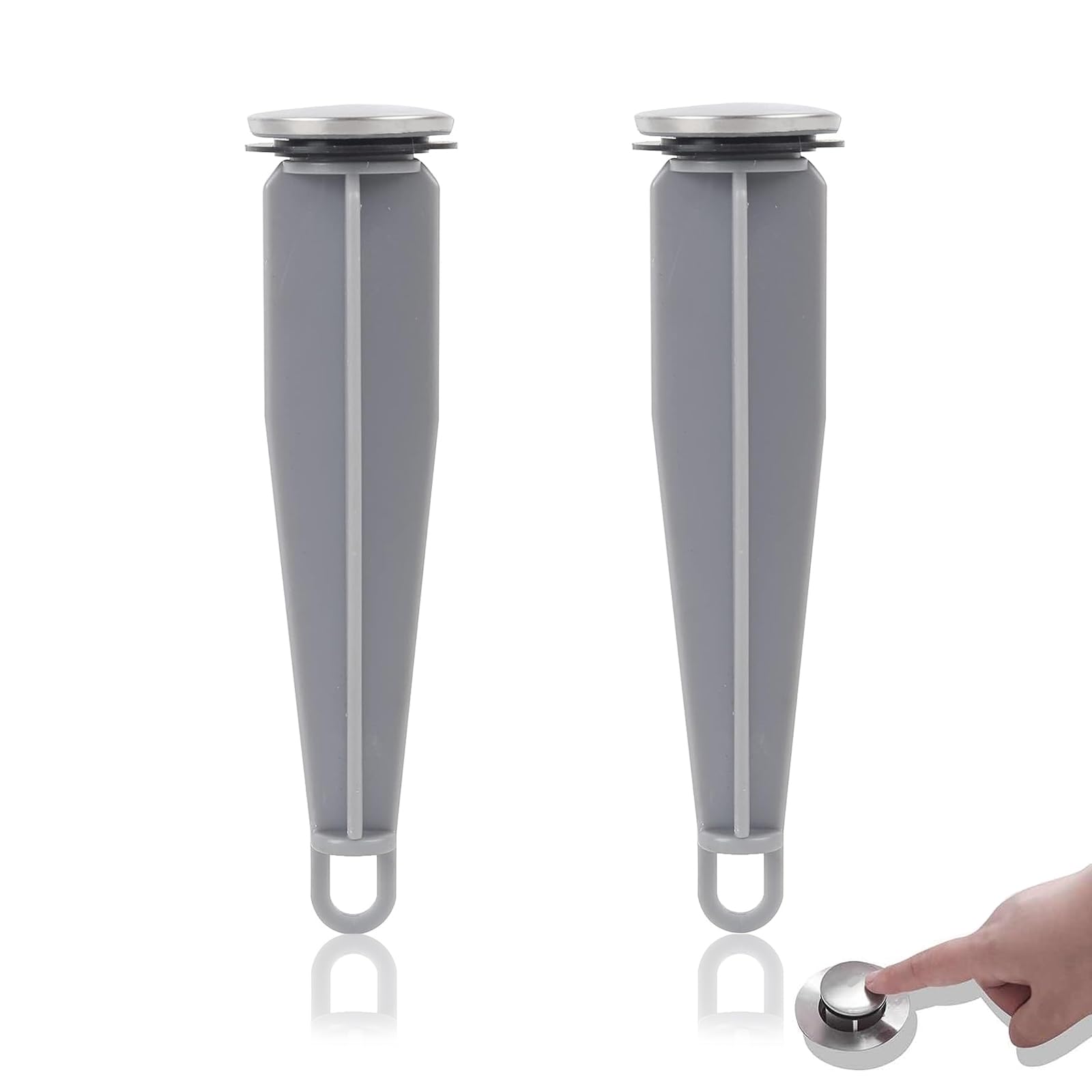 (2-Pack) Bathroom Sink Pop-Up Stoppers - Plastic Pop-Up Stoppers with Chrome Finish - Standard Design 1-1/4Ã¢ÂÂ Cap Outer Diameter, 4-7/8 Overall Height - with 1 Mounting Hole and Gasket Seal