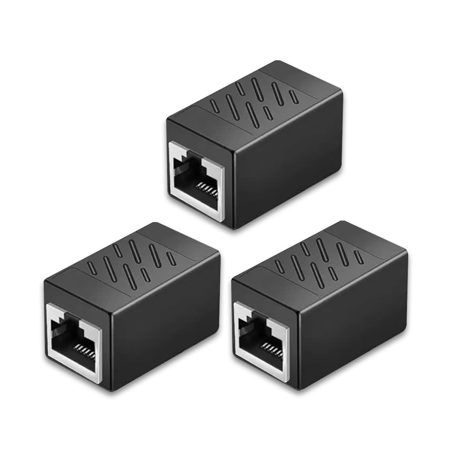 EZYUMM عبوة من 3 وصلات إيثرنت، موسع إيثرنت ممتاز مطلي بالذهب، قارنة RJ45 أنثى إلى أنثى لكابلات الشبكة Cat7/ Cat6/ Cat5/ Cat5e