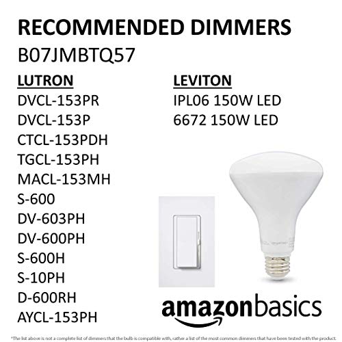 Amazon Basics BR30 LED Light Bulbs, Energy Efficient, Dimmable, E26 Standard Base, 65 Watt Equivalent, 11W, 10,000 Hour Lifetime, Soft White 2700K, 6-Pack of Bulbs
