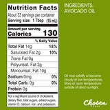 Chosen Foods 100% Pure Avocado Oil, Keto and Paleo Diet Friendly, Kosher Oil for Baking, High-Heat Cooking, Frying, Homemade Sauces, Dressings and Marinades (16.9 fl oz)