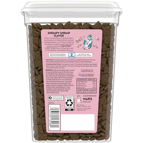 Temptations Classic Crunchy and Soft Cat Treats, Shrimpy Shrimp Flavor, 16 oz. Tub
