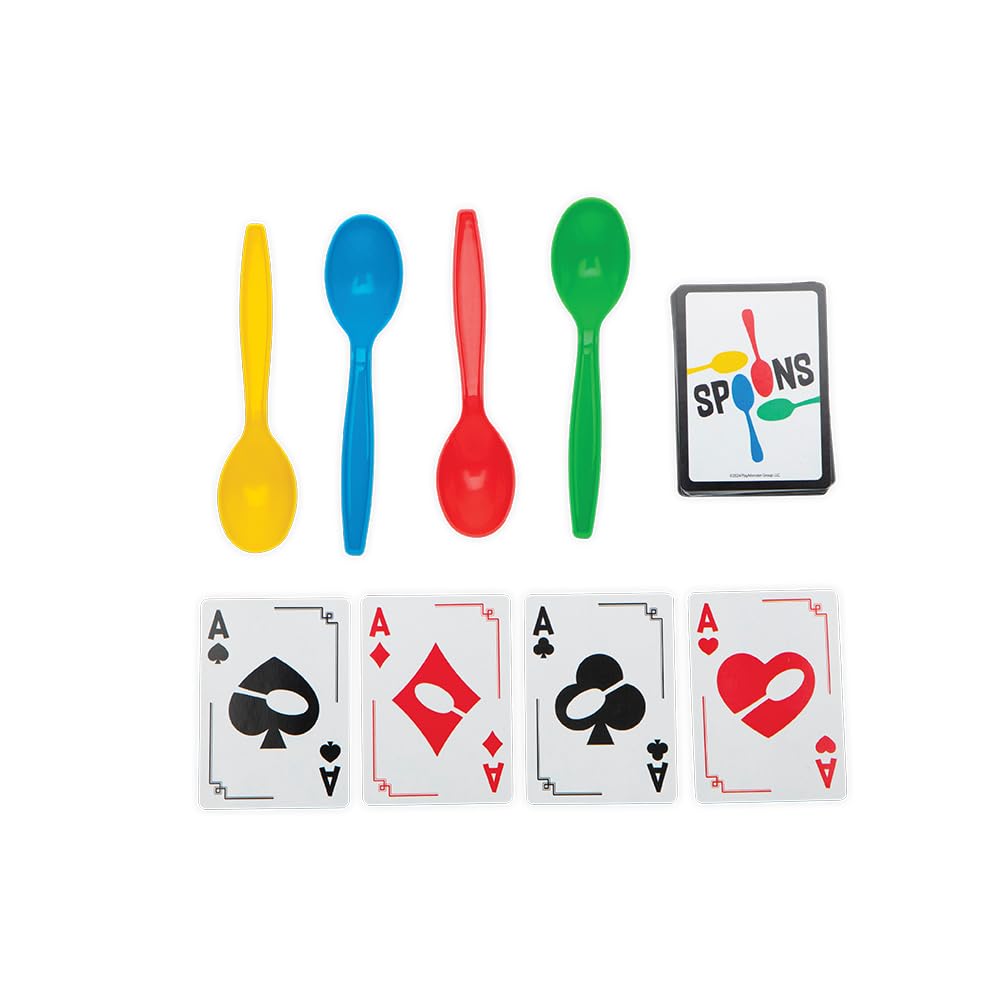 Spoons Games, Card Games for Kids - Spoons Game, Deck of Cards, Fun Family Games for Kids and Adults, Playing Cards, Game Night, Travel Games, 3-5 Multi-Player Card Game, Games for Adults, Ages 7+