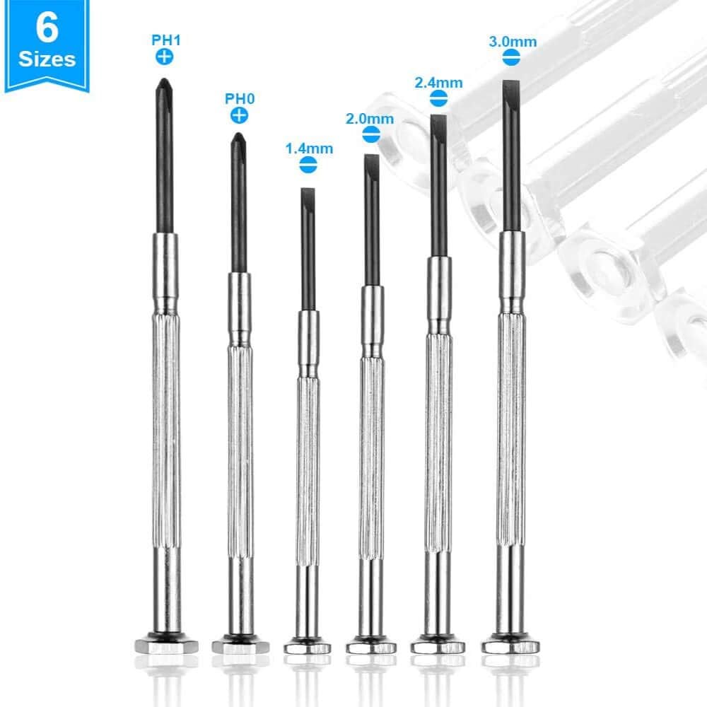 6PCS Mini Screwdriver Set, Small Screwdriver Set with 6 Different Size Flathead and Phillips Screwdrivers, Precision Screwdriver Set for Jewelry, Watch, iPhone, Eyeglass Repair